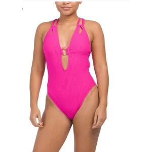 Becca Luminous Cutout One-Piece Swimsuit Medium Ribbed Barbie One Piece
